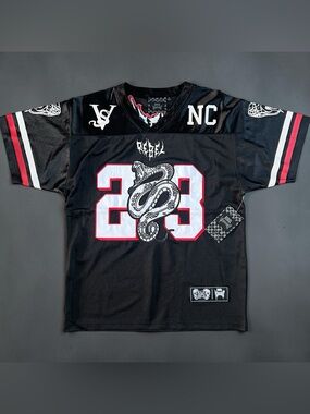 Rebel Vengeance Men’s Jersey Black Cobra 23 Graphic Mesh Streetwear sporty